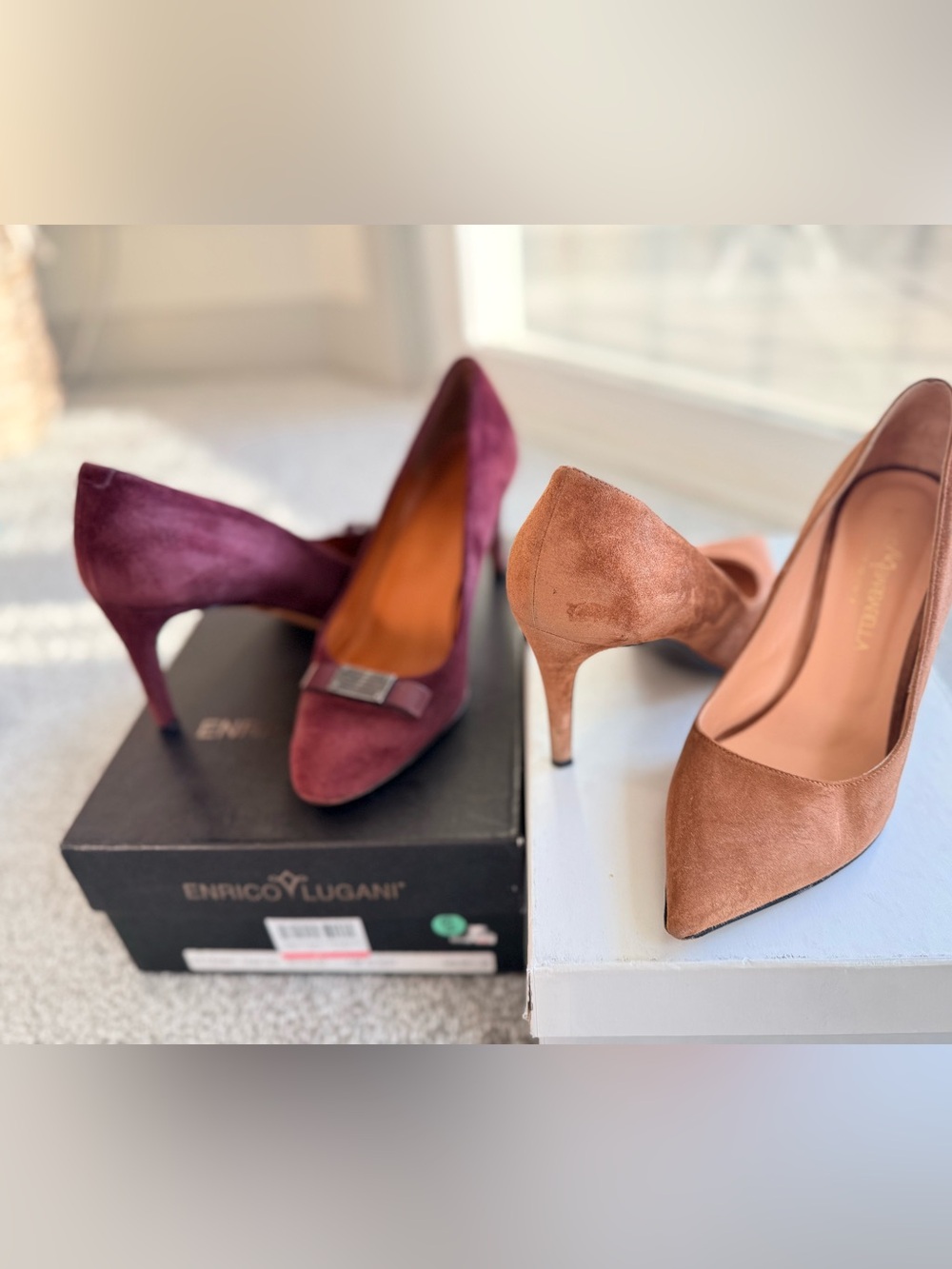 2 shoes bundle size 38/8 Marc Jacobs burgundy, Marco Barbabella camel suede